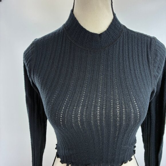 Aero The OG Tee Collection Women's Black Small Shrunken Ribbed Top - Picture 2 of 6